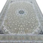 فرش نادیا رنگ ترمه ای 1200 شانه تراکم 3600 گل طلایی کد 2105311 - فرشخونه