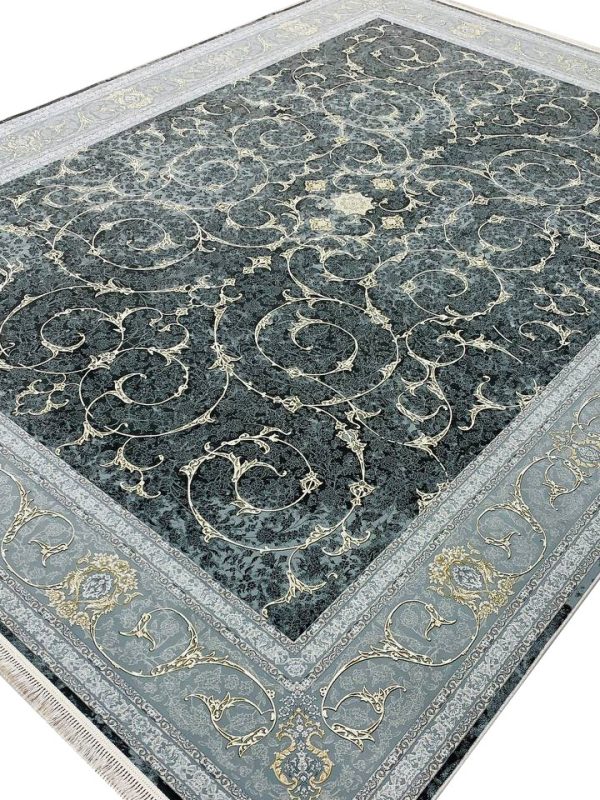 فرش طرح اسلیمی 1500 شانه تراکم 4500 کد 95F3105503 رنگ زغالی