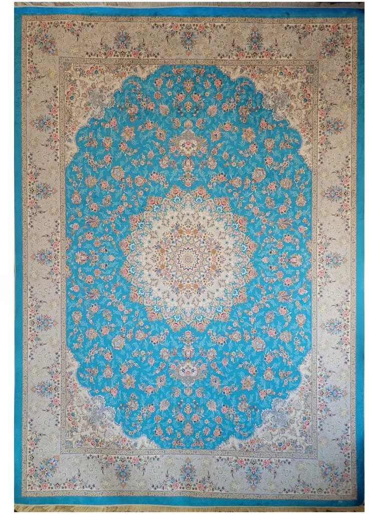 فرشینه طرح فرش افسون رنگ آبی کد 106005 - فرشخونه