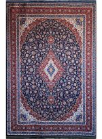 فرشینه طرح فرش کاشان رنگ سرمه ای کد 4051