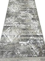 فرش کناره وینتیج طرح لوزی 500 شانه طوسی کد 34K5101067 - فرشخونه