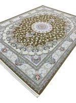 فرش طرح ترنج خورشید رنگ نسکافه ای 1700 شانه تراکم 5100 کد 8101701 - فرشخونه