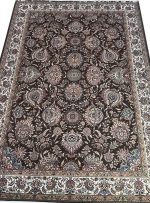 فرش باغ بهشت گردویی کاشان 700 شانه تراکم 2550 کد 70090