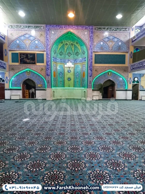 فرش تشریفات سجاده ای 500 شانه طرح خورشید رنگ آبی کد 1070 - فرشخونه
