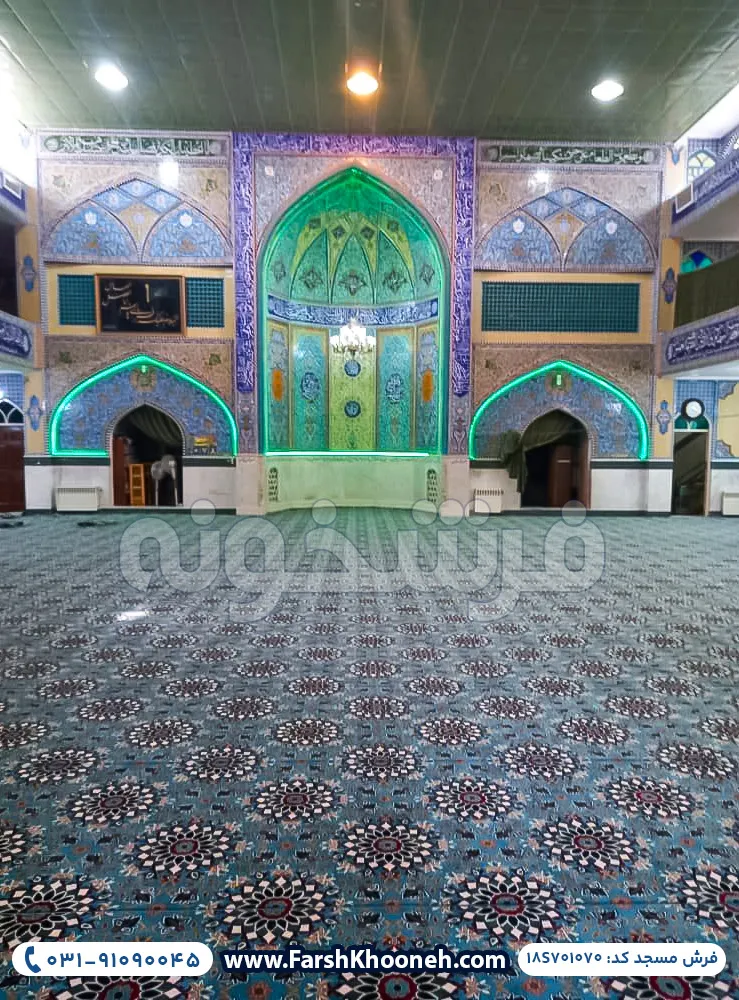 فرش تشریفات سجاده ای 500 شانه طرح خورشید رنگ آبی کد 1070 - فرشخونه