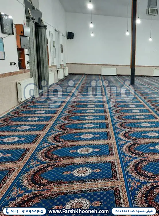 فرش سجاده ای طرح ترنم 700 شانه رنگ آبی کد 70560 - فرشخونه