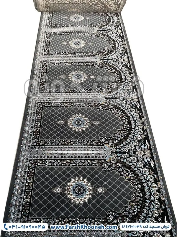 فرش سجاده ای طرح کرمان رنگ دودی 700 شانه کد 1122 - فرش سجاده فرشخونه