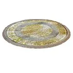 فرش گرد وینتیج زغالی گل طلایی 700 شانه کد 770040 - فرشخونه