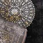 فرش وینتیج هالیدی طرح هما رنگ زغالی 700 شانه 2550 کد 720109 - فرشخونه