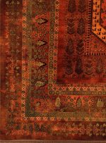 فرش هلنا طرح بلوچی رنگ حنایی درختی معادل 77 رج دستبافت کد 25NH0040 - فرشخونه