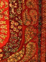 فرش هلنا طرح بهار رنگ لاکی 1200 شانه معادل 77 رج دستبافت کد 25NH0060 - فرشخونه