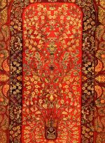 فرش هلنا طرح بهار رنگ لاکی 1200 شانه معادل 77 رج دستبافت کد 25NH0060 - فرشخونه