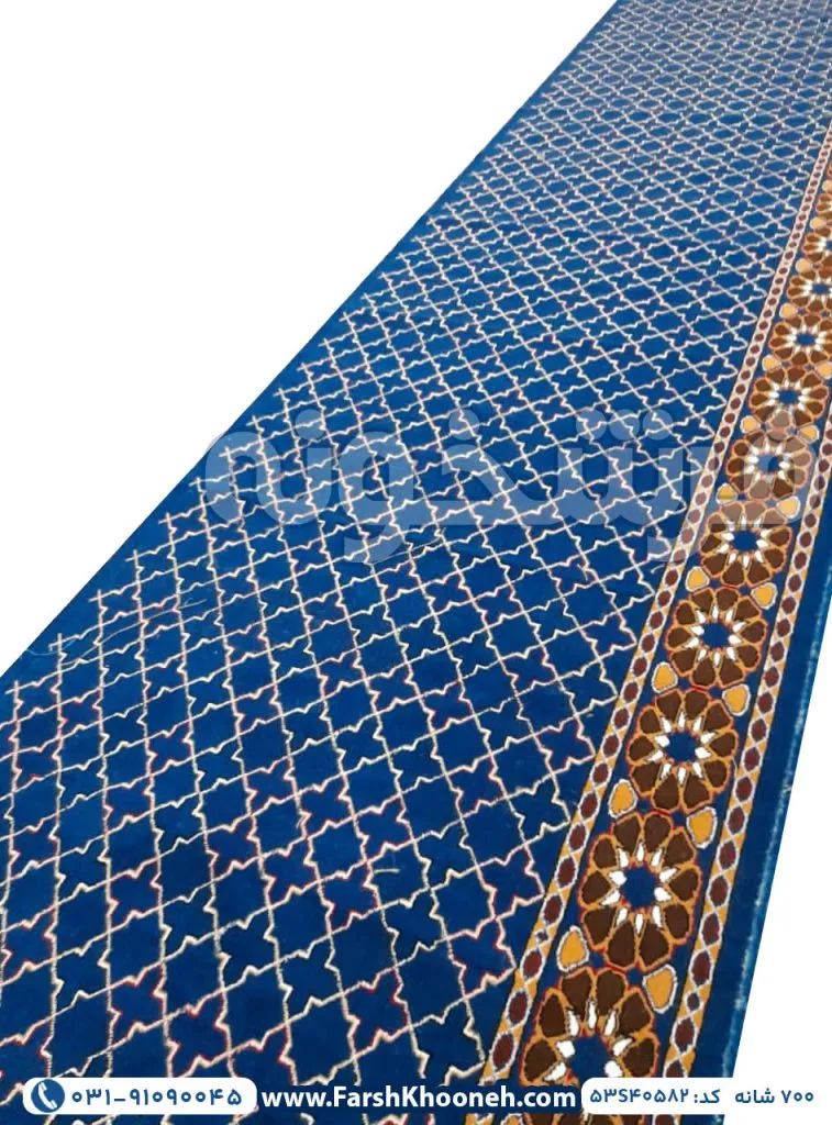 فرش سجاده ای طرح تشریفات 440 شانه آبی کد 40588