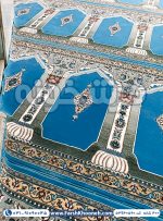 فرش سجاده ای مسجد طرح محرابی 440 شانه آبی کد 40590