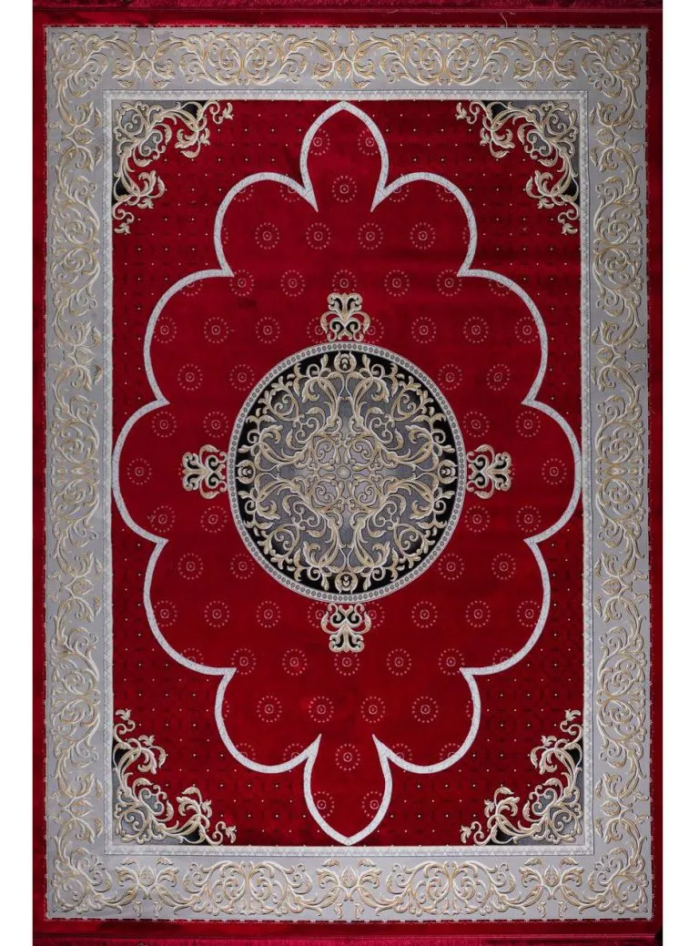 فرش طرح مهگل 1200 شانه گل برجسته 9 رنگ کد 78F201156 لاکی