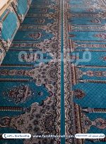 فرش تشریفات سجاده ای طرح ضیافت رنگ آبی کد 702104 - فرش سجاده ای فرشخونه