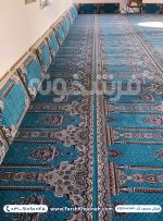 فرش سجاده ای طرح ضیافت رنگ آبی کد 702104 - فرشخونه