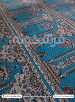 فرش تشریفات سجاده ای طرح ضیافت رنگ آبی کد 702104 - فرش سجاده ای فرشخونه