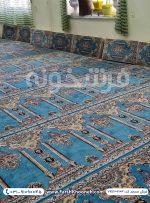 فرش تشریفات سجاده ای طرح ضیافت رنگ آبی کد 702104 - فرش سجاده ای فرشخونه