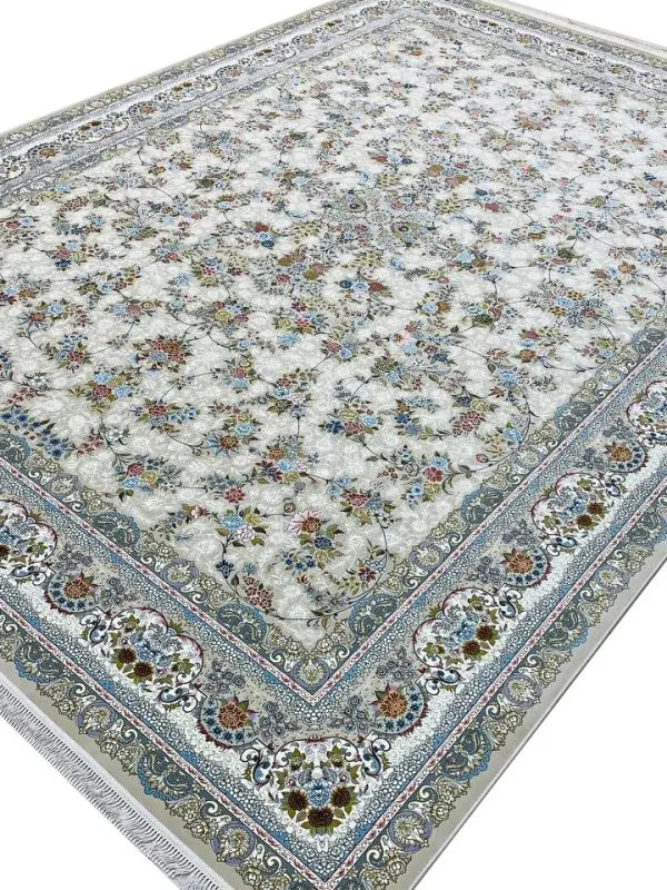 فرش افشان طرح بهار 1500 شانه تراکم 4500 کد 95F3105506 صدفی