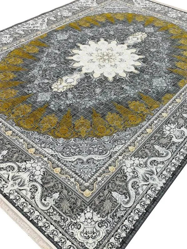 فرش طرح شمس وینتیج زغالی 1500 شانه تراکم 4500 کد 3105508 - فرشخونه