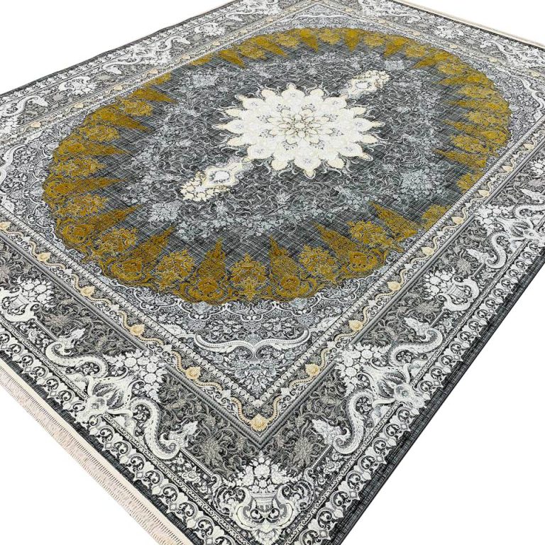 فرش طرح شمس وینتیج زغالی 1500 شانه تراکم 4500 کد 3105508 - فرشخونه