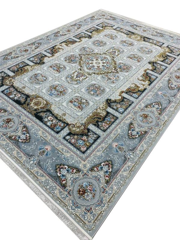 فرش خشتی طرح همایون رنگ نقره ای 1500 شانه تراکم 4500 کد 3105511 - فرشخونه