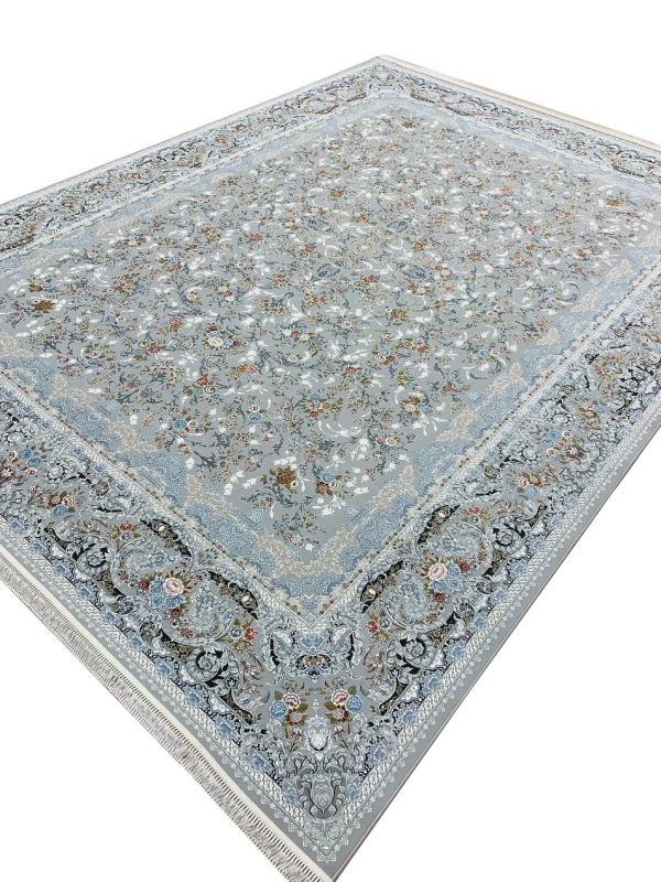 فرش افشان طرح روژان 1500 شانه تراکم 4500 کد 3105512 نقره ای