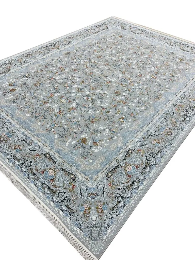 فرش افشان طرح روژان 1500 شانه تراکم 4500 کد 3105512 نقره ای