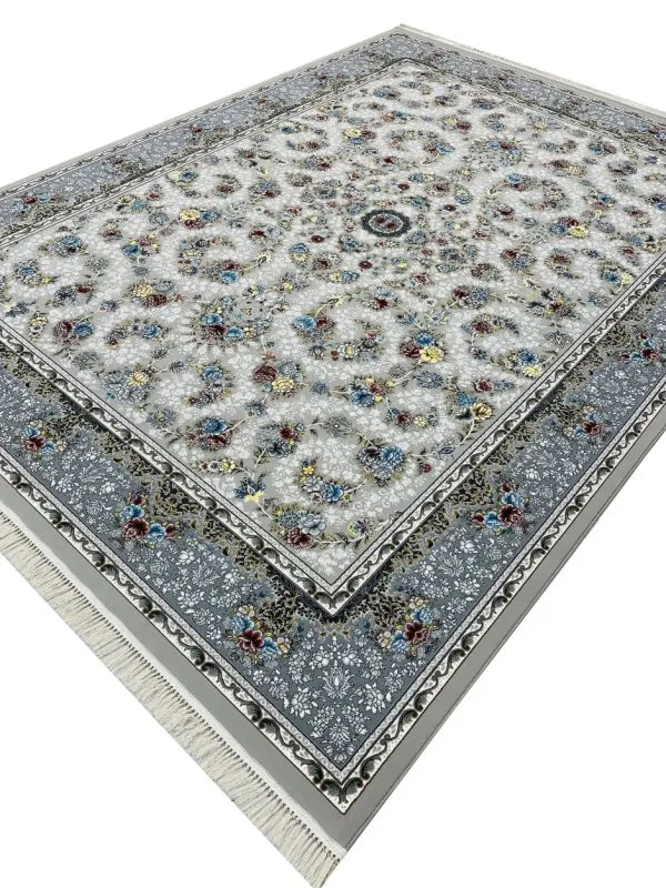 فرش افشان طرح گل آرا 700 شانه تراکم 2550 کد 95F7105908 نقره ای