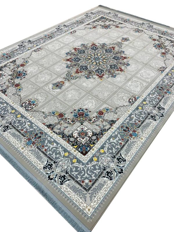 فرش طرح رومیسا 700 شانه تراکم 2550 کد 95F7105911 نقره ای