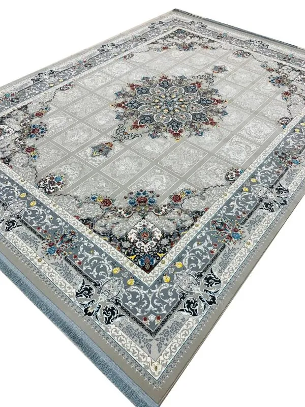فرش طرح رومیسا 700 شانه تراکم 2550 کد 95F7105911 نقره ای