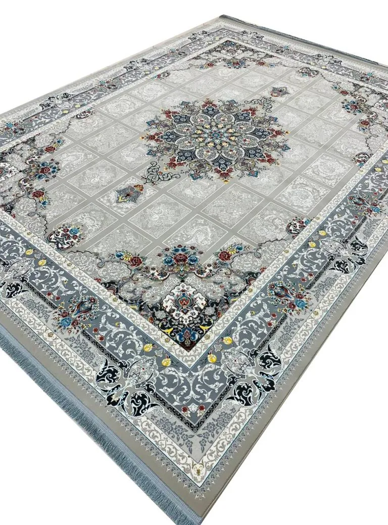 فرش طرح رومیسا 700 شانه تراکم 2550 کد 95F7105911 نقره ای