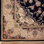 فرش طرح باغ مهرداد آبی کاربنی برجسته 1200 شانه تراکم 3600 کد 2101005 - فرشخونه