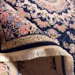 فرش طرح باغ مهرداد آبی کاربنی برجسته 1200 شانه تراکم 3600 کد 2101005 - فرشخونه