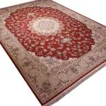 فرش طرح باغ مهرداد گلبهی برجسته 1200 شانه تراکم 3600 کد 2101005 - فرشخونه