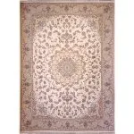 فرش طرح باغ مهرداد کرم برجسته 1200 شانه تراکم 3600 کد 2101005 - فرشخونه