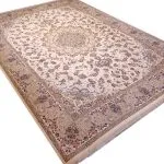 فرش طرح باغ مهرداد کرم برجسته 1200 شانه تراکم 3600 کد 2101005 - فرشخونه