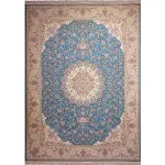 فرش طرح باغ مهرداد آبی برجسته 1200 شانه تراکم 3600 کد 2101005 - فرشخونه