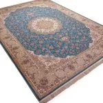 فرش طرح باغ مهرداد آبی برجسته 1200 شانه تراکم 3600 کد 2101005 - فرشخونه