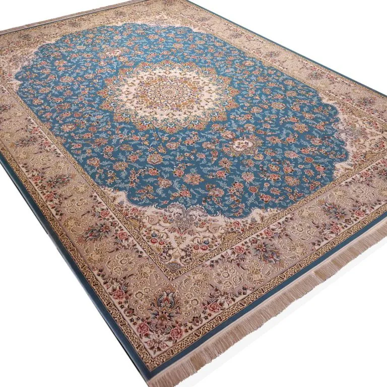 فرش طرح باغ مهرداد آبی برجسته 1200 شانه تراکم 3600 کد 2101005 - فرشخونه