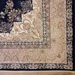 فرش گلفام آبی کاربنی برجسته 1200 شانه تراکم 3600 برجسته کد 2101203 - فرشخونه