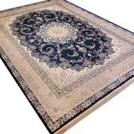 فرش گلفام آبی کاربنی برجسته 1200 شانه تراکم 3600 برجسته کد 2101203 - فرشخونه