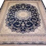 فرش گلفام آبی کاربنی برجسته 1200 شانه تراکم 3600 برجسته کد 2101203 - فرشخونه