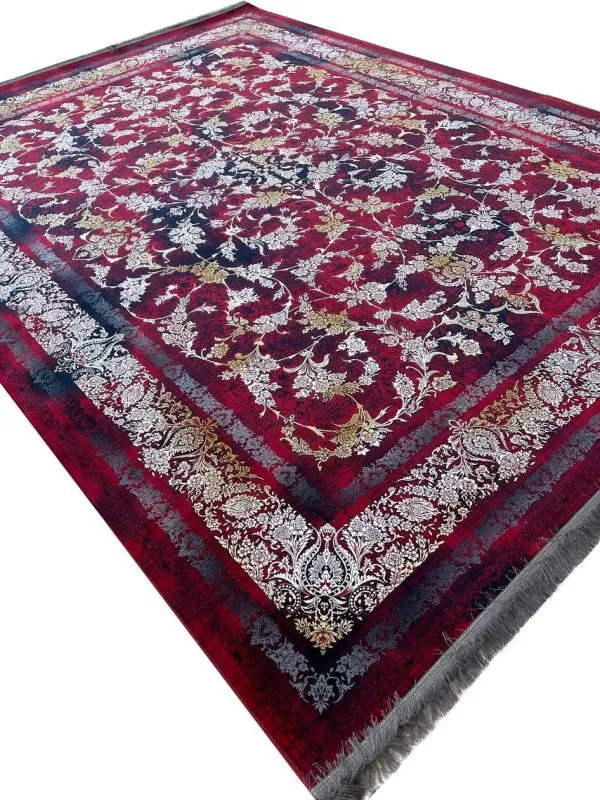 فرش وینتیج افشان گل گندمی غیر برجسته 1200 شانه کد 2208080 رنگ روناسی - فرشخونه