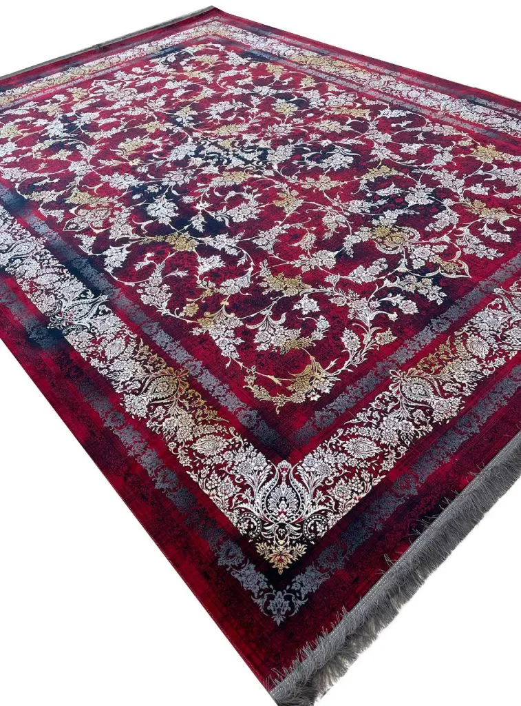 فرش وینتیج افشان گل گندمی غیر برجسته 1200 شانه کد 2208080 رنگ روناسی - فرشخونه