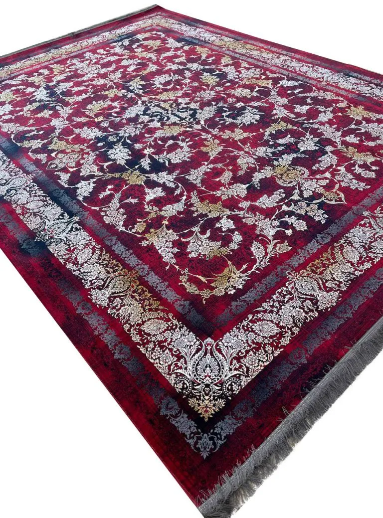 فرش وینتیج افشان گل گندمی غیر برجسته 1200 شانه کد 2208080 رنگ روناسی - فرشخونه
