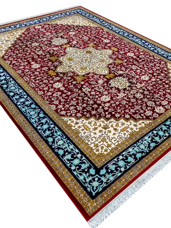 فرش هریس طرح تاج رنگ لاکی 1200 شانه تراکم 3600 کد 21012828 - فرشخونه