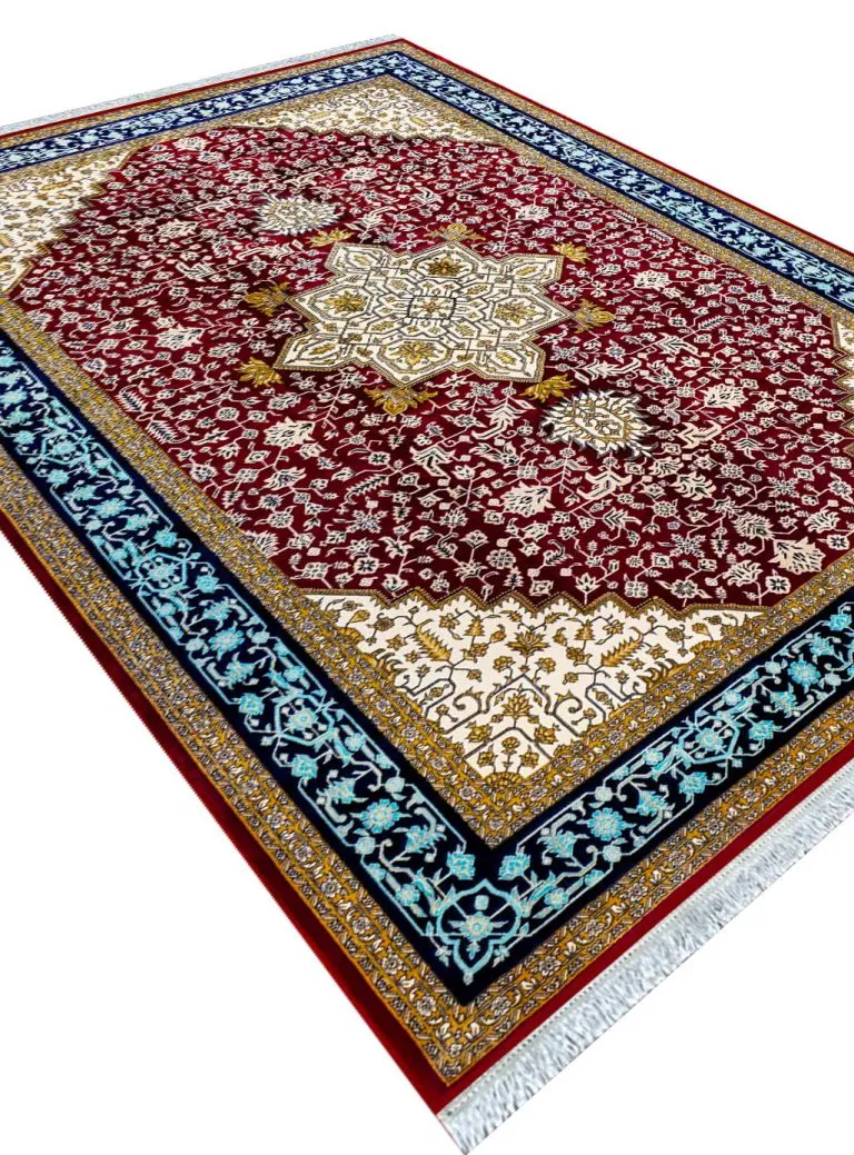 فرش هریس طرح تاج رنگ لاکی 1200 شانه تراکم 3600 کد 21012828 - فرشخونه