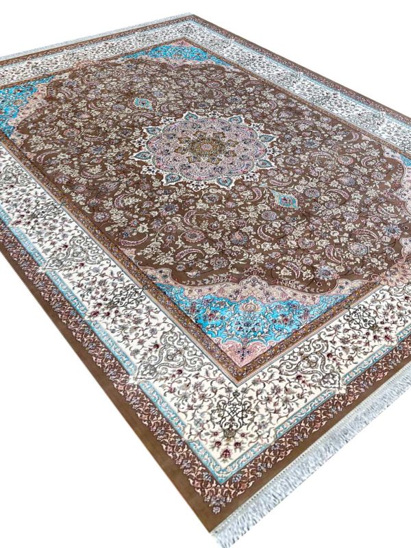 فرش اصفهان طرح ملکشاه گردویی 1200 شانه غیر برجسته کد 21012831 - فرشخونه